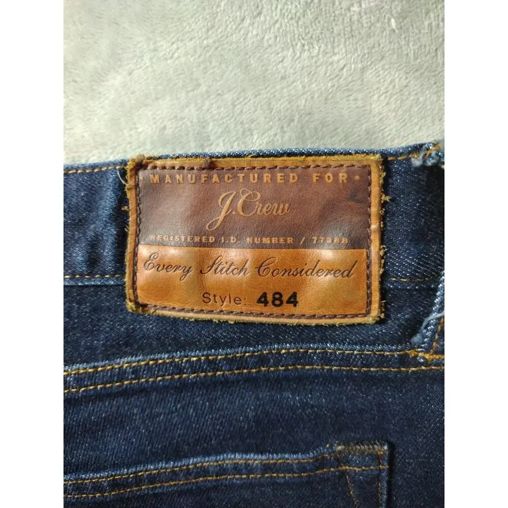 J.Crew 484 Jeans Mens 34x32 Slim Fit Dark Wash Japanese Denim Americana Casual